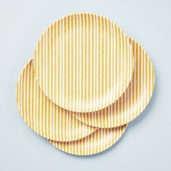 Hearth & Hand Other - 4pk 10.5" Rustic Stripe Bamboo-Melamine Dinner Plate Gold Hearth & Hand Magnolia